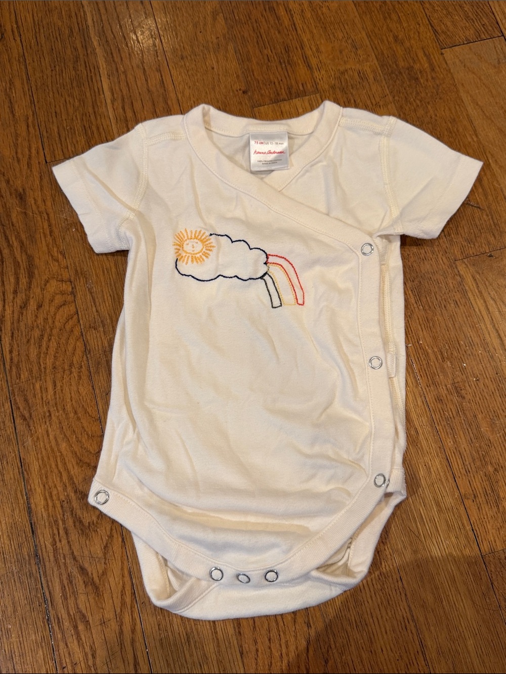Hanna Andersson Natural/Cream Wrap-Front Baby Onesie